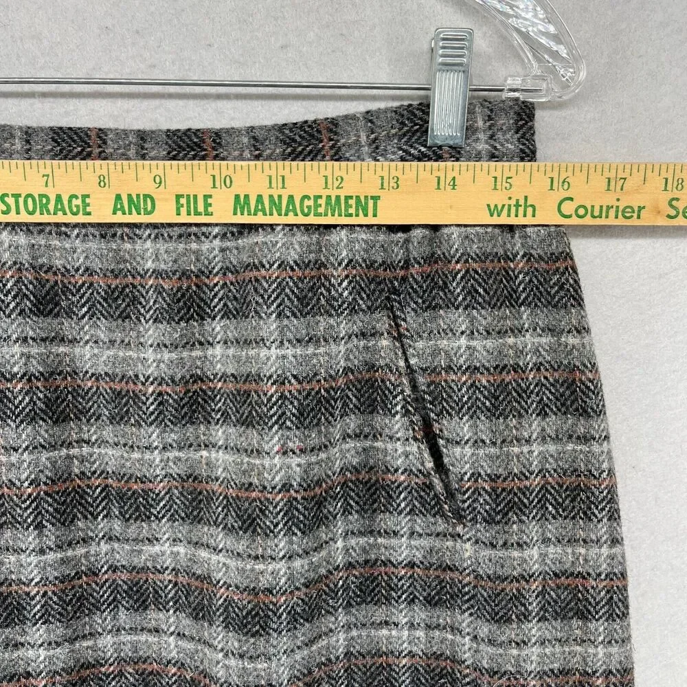 KGR Skirt Girl's 15/16 Wool Chevron Wool Tweed Straight Lined Gray Vintage_15